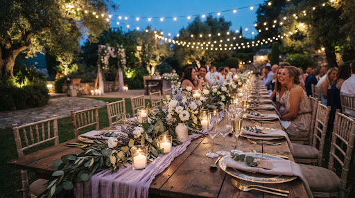 Mesa al aire libre para un matrimonio; imagen referencial